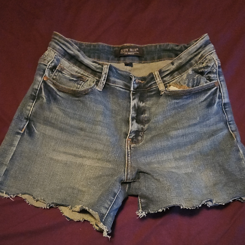 Judy Blue Blue Jean Shorts Distressed Raw Hem